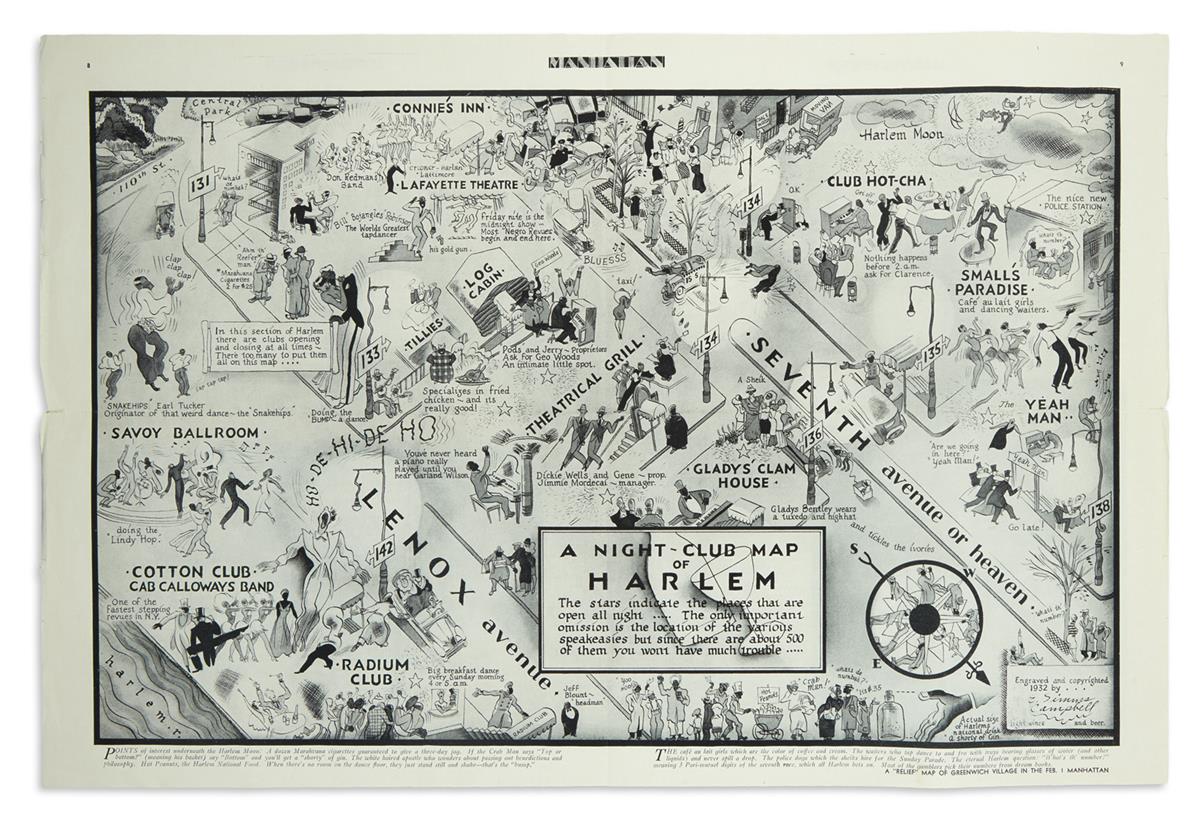 (MUSIC.) Campbell, E. Simms; artist. A Night-Club Map of Harlem,